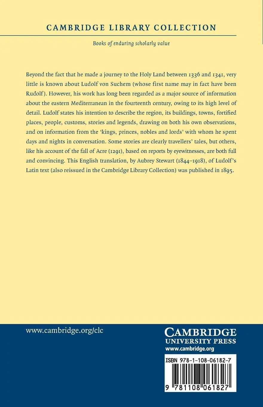 Rückseite: 9781108061827 | Ludolph Von Suchem's Description of the Holy Land, and of the Way...