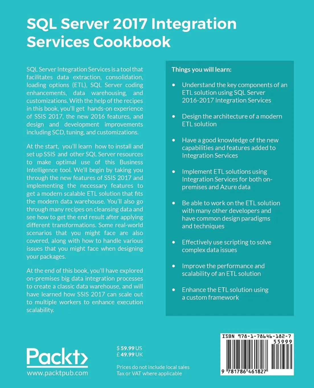 Rückseite: 9781786461827 | SQL Server 2017 Integration Services Cookbook | Christian Cote (u. a.)