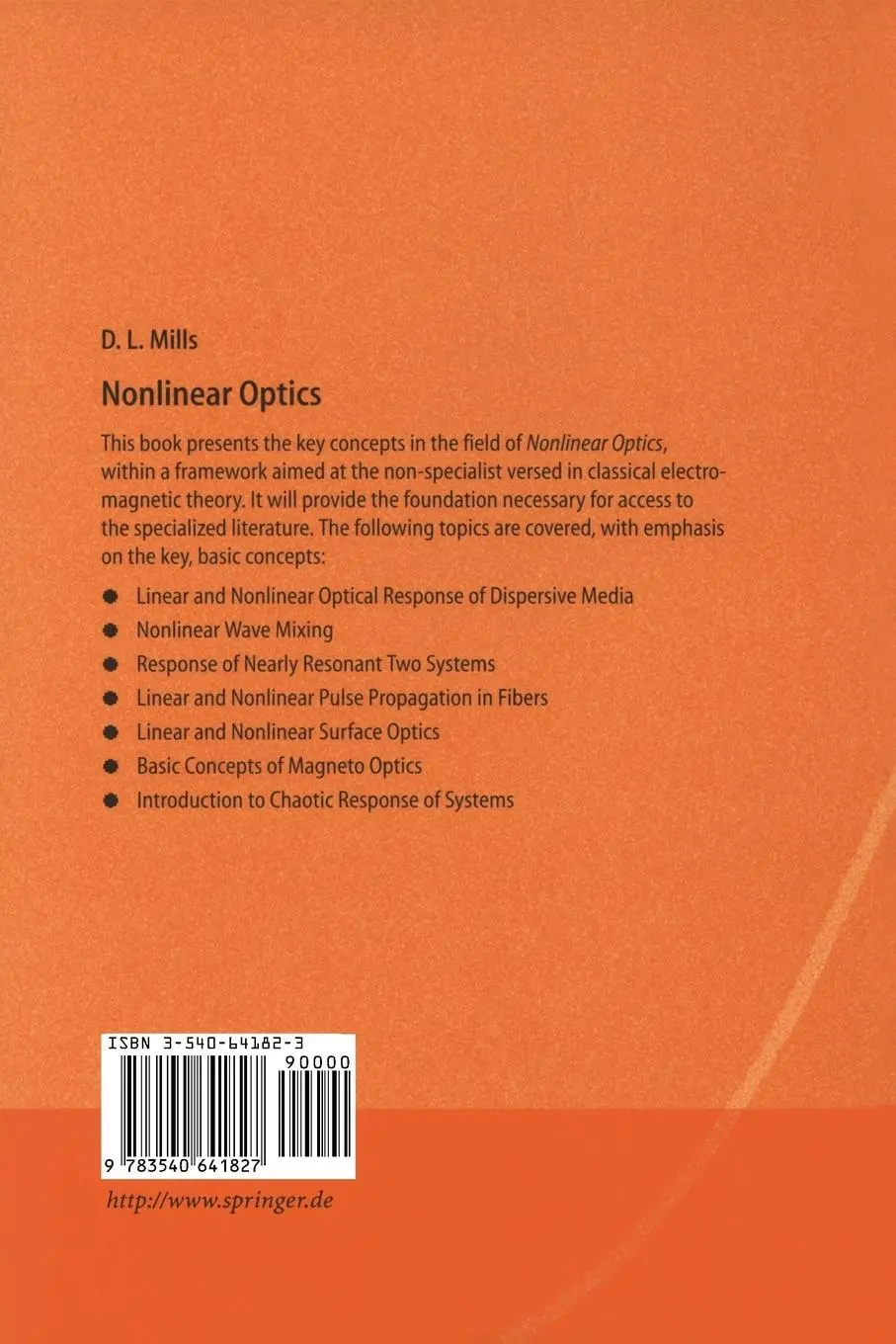 Rückseite: 9783540641827 | Nonlinear Optics | Basic Concepts | D. L. Mills | Taschenbuch | xi