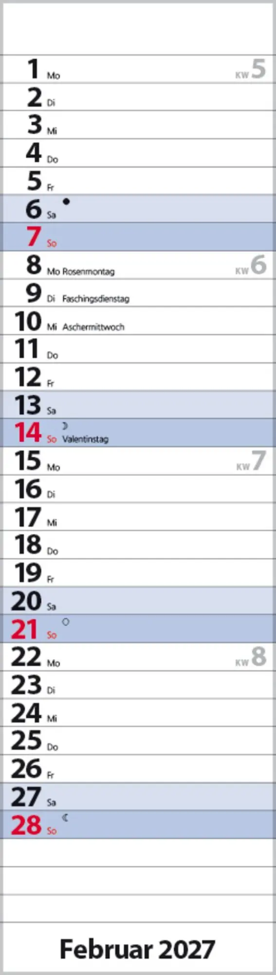 Bild: 9783819301827 | Streifenplaner Mini Blau 2027 | Verlag Korsch | Kalender | 13 S.