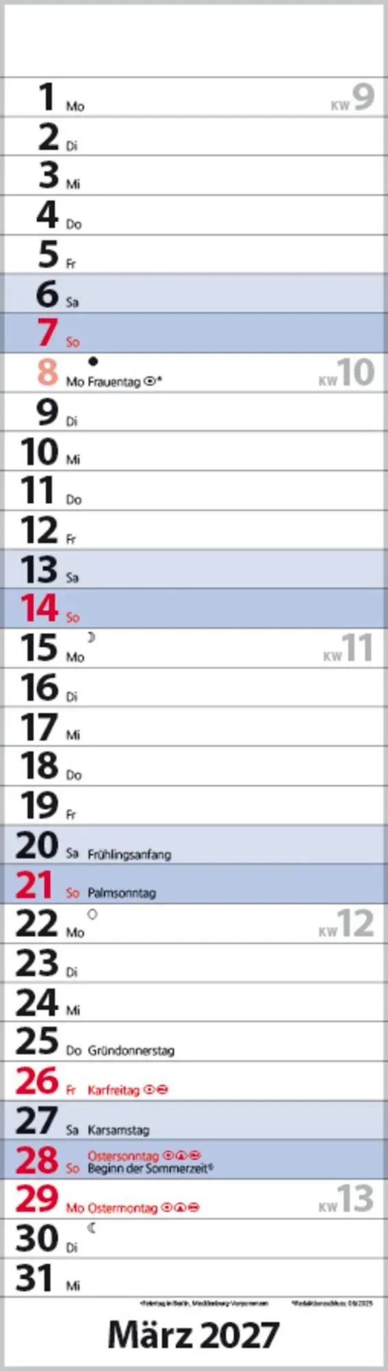 Bild: 9783819301827 | Streifenplaner Mini Blau 2027 | Verlag Korsch | Kalender | 13 S.