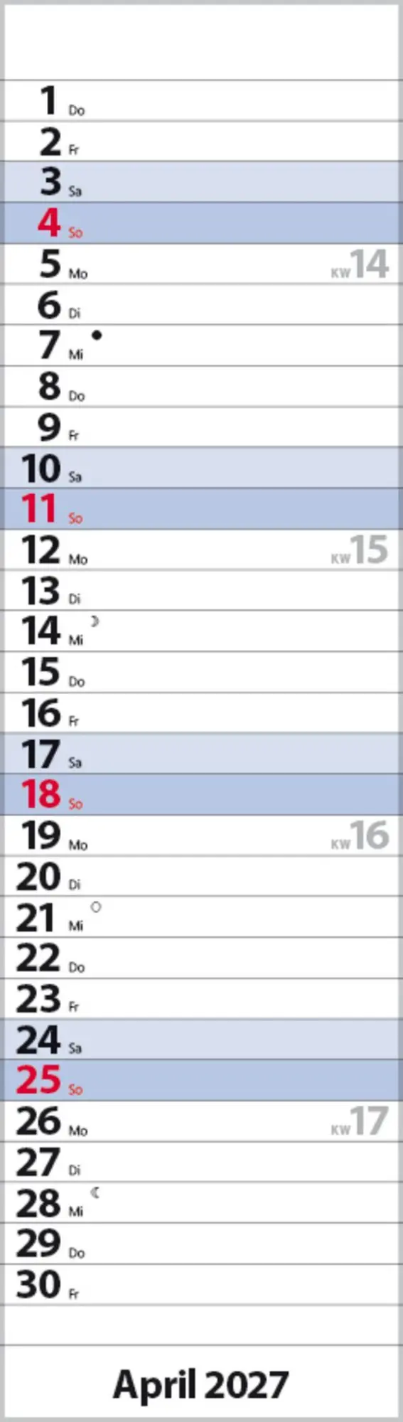 Bild: 9783819301827 | Streifenplaner Mini Blau 2027 | Verlag Korsch | Kalender | 13 S.