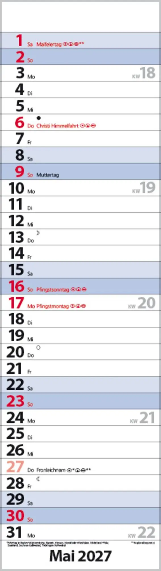 Bild: 9783819301827 | Streifenplaner Mini Blau 2027 | Verlag Korsch | Kalender | 13 S.