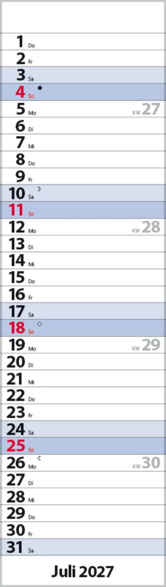 Bild: 9783819301827 | Streifenplaner Mini Blau 2027 | Verlag Korsch | Kalender | 13 S.