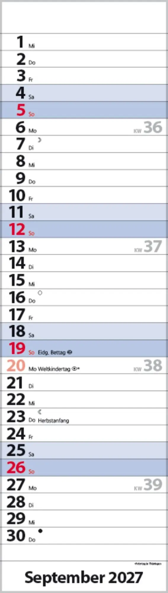 Bild: 9783819301827 | Streifenplaner Mini Blau 2027 | Verlag Korsch | Kalender | 13 S.