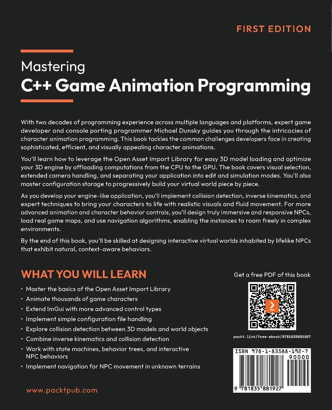 Rückseite: 9781835881927 | Mastering C++ Game Animation Programming | Michael Dunsky | Buch