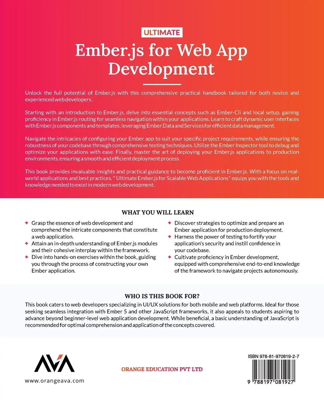 Rückseite: 9788197081927 | Ultimate Ember.js for Web App Development | Aswin Murugesh K | Buch