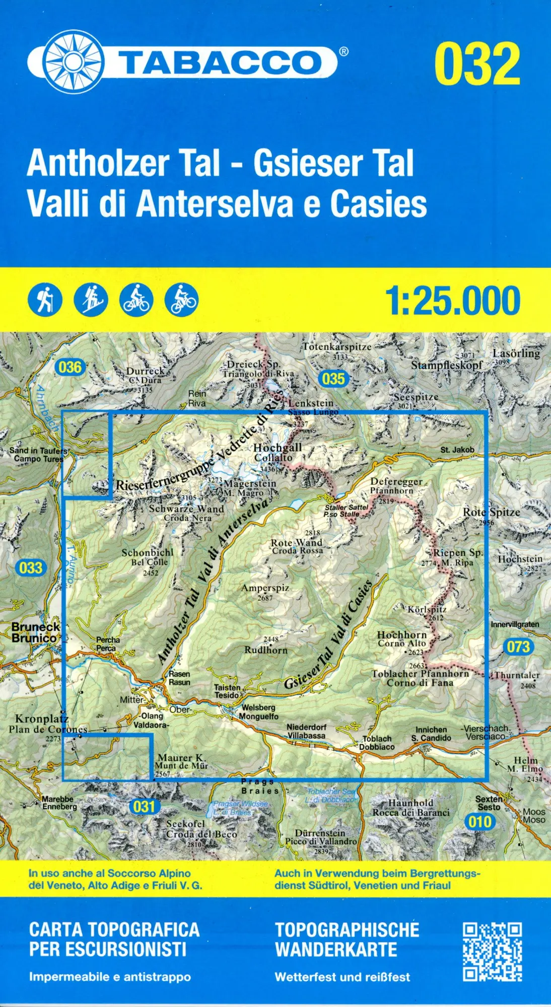 Cover: 9788883151927 | 32 Antholzer Tal | Tabacco Wanderkarte 1:25000 | (Land-)Karte | 2024
