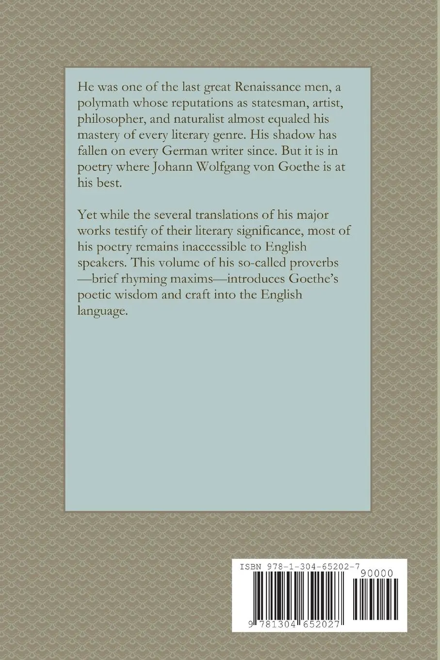 Rückseite: 9781304652027 | Goethe | Proverbs | Robert B. Sowby | Taschenbuch | Englisch | 2016