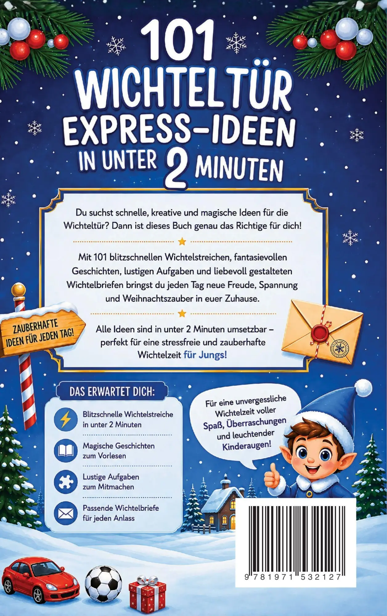 Rückseite: 9781971532127 | 101 Wichteltür Express-Ideen in unter 2 Minuten für Jungs | Buch