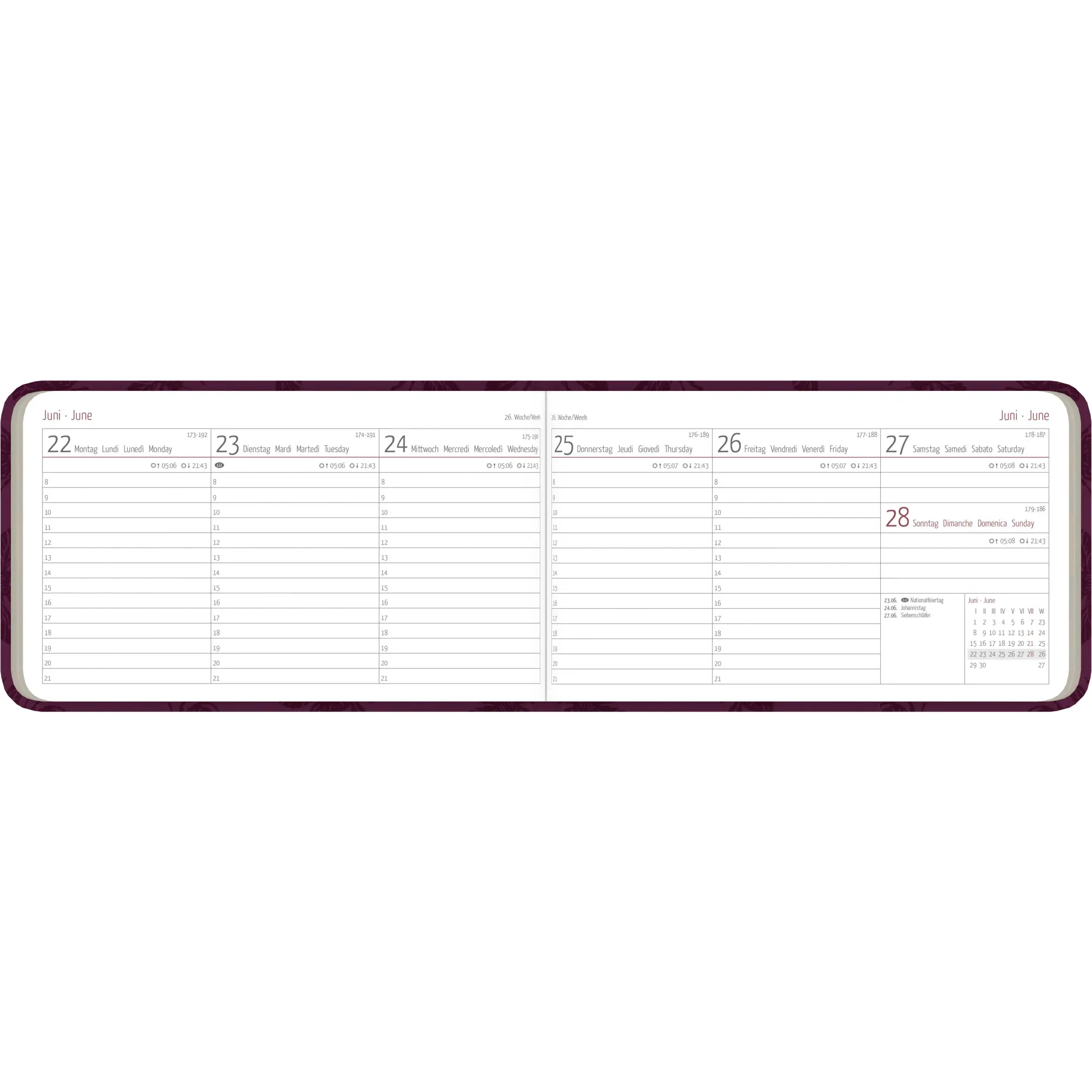 Bild: 4069095002227 | Ladytimer TO GO Deluxe Purple 2026 - Taschen-Kalender 15,3x8,7 cm-...