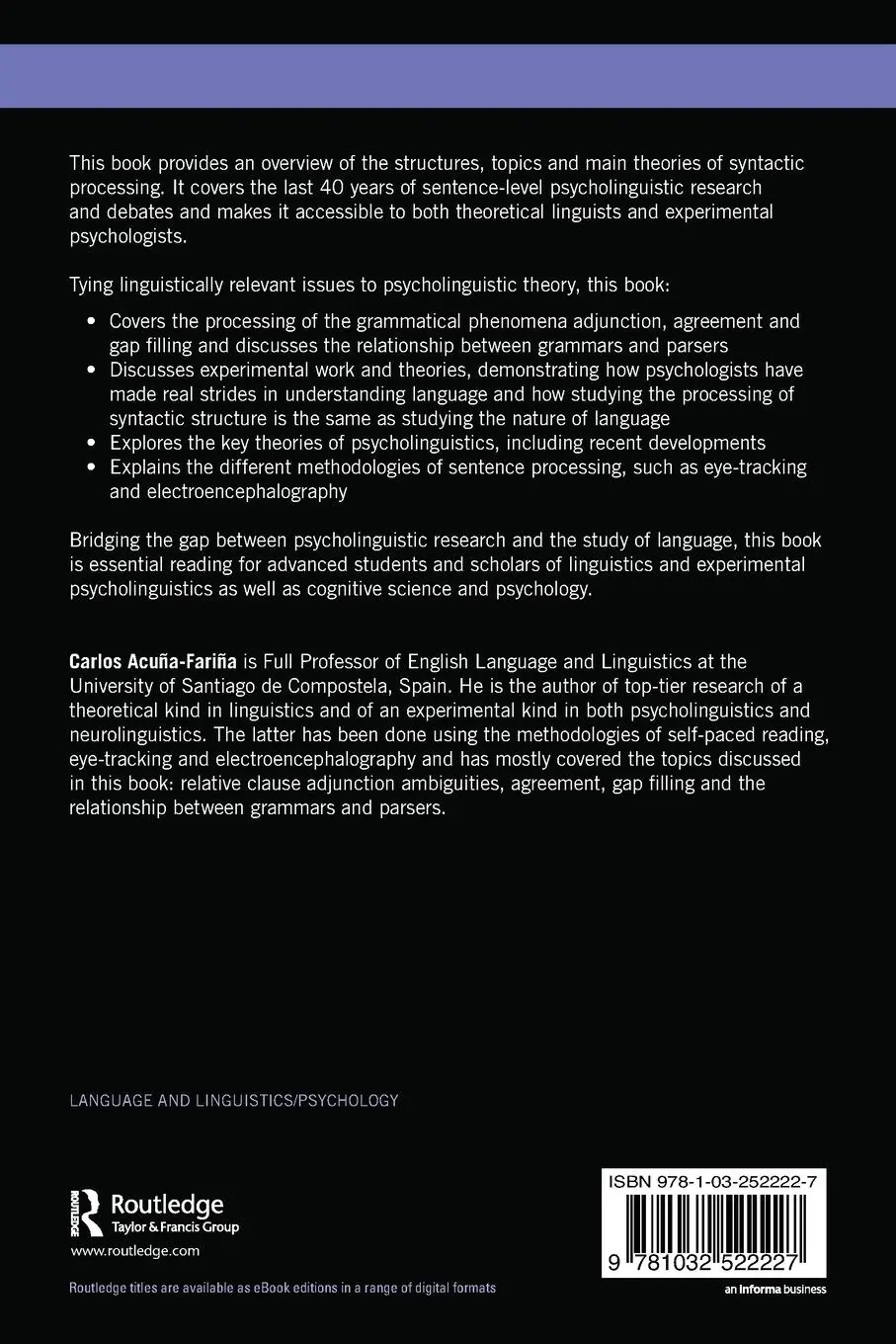 Rückseite: 9781032522227 | Syntactic Processing | An Overview | Carlos Acuña-Fariña | Taschenbuch