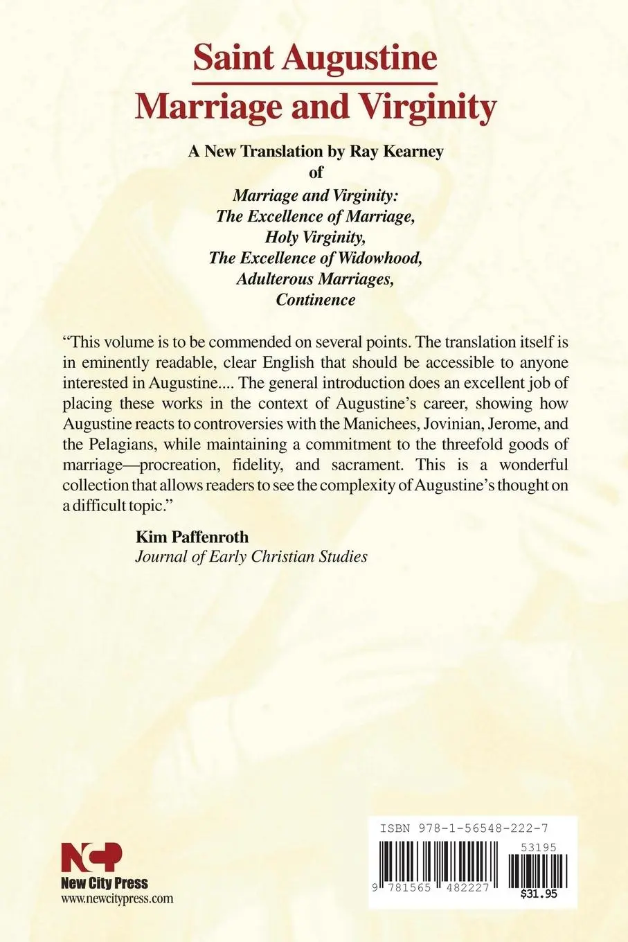 Rückseite: 9781565482227 | Marriage and Virginity | Study Edition | Augustine | Taschenbuch