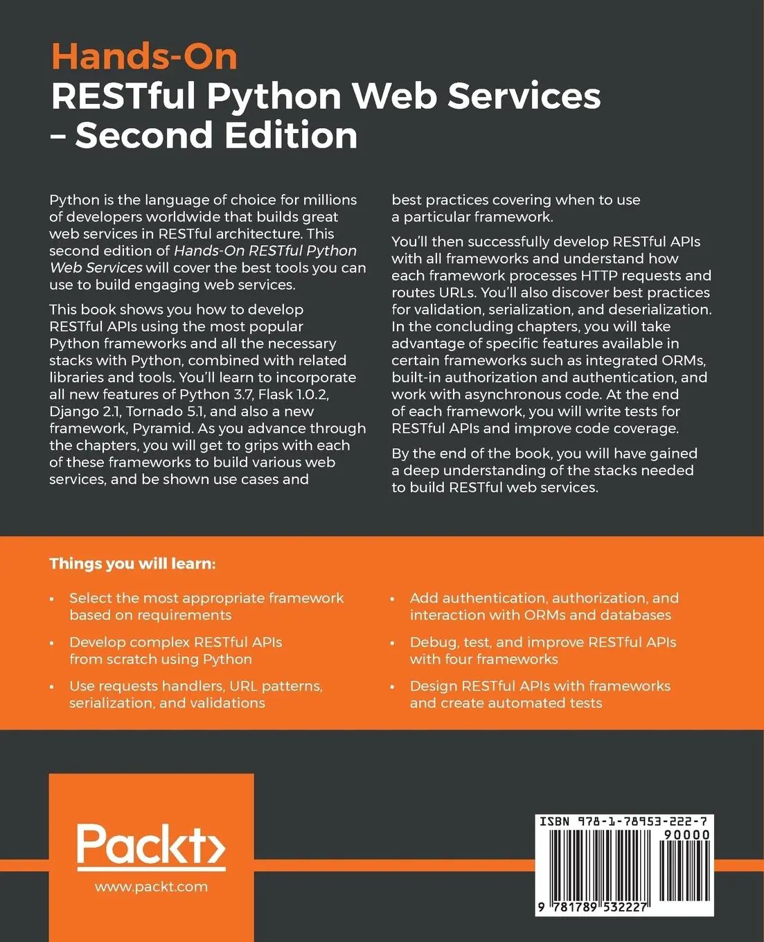 Rückseite: 9781789532227 | Hands-On RESTful Python Web Services | Gaston C. Hillar | Taschenbuch