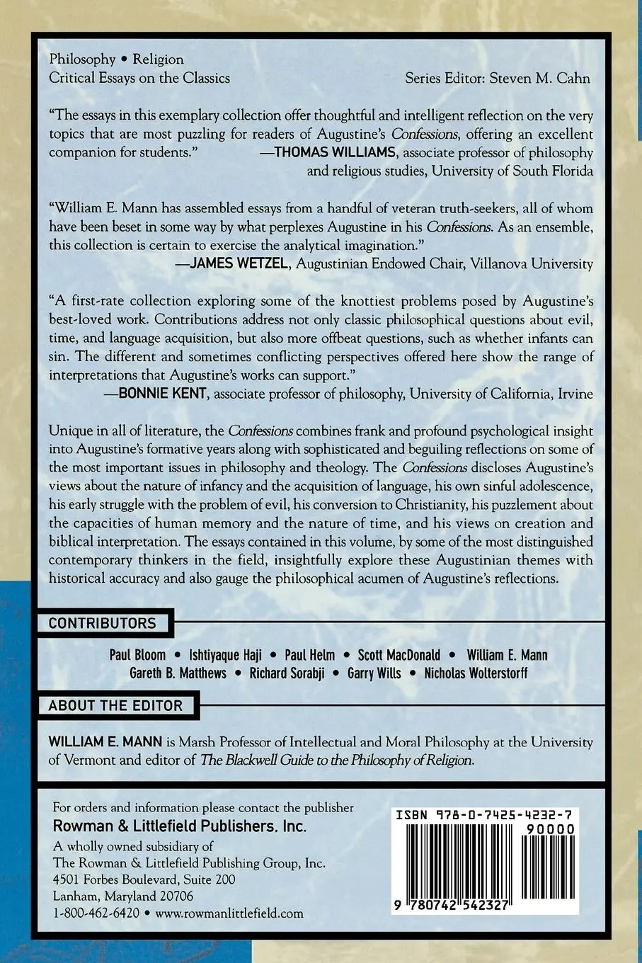Rückseite: 9780742542327 | Augustine's Confessions | William E. Mann | Taschenbuch | Englisch