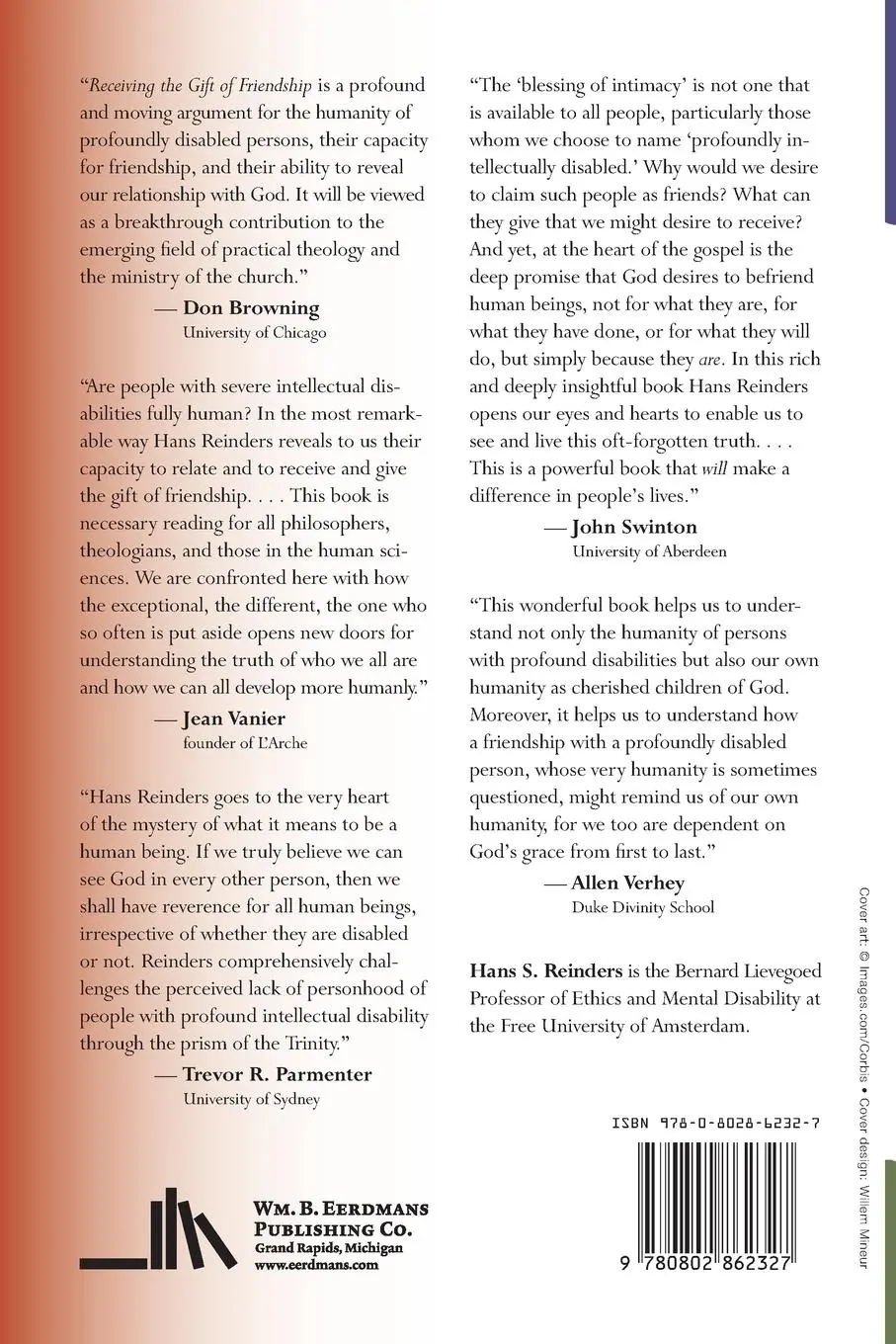 Rückseite: 9780802862327 | Receiving the Gift of Friendship | Hans S Reinders | Taschenbuch