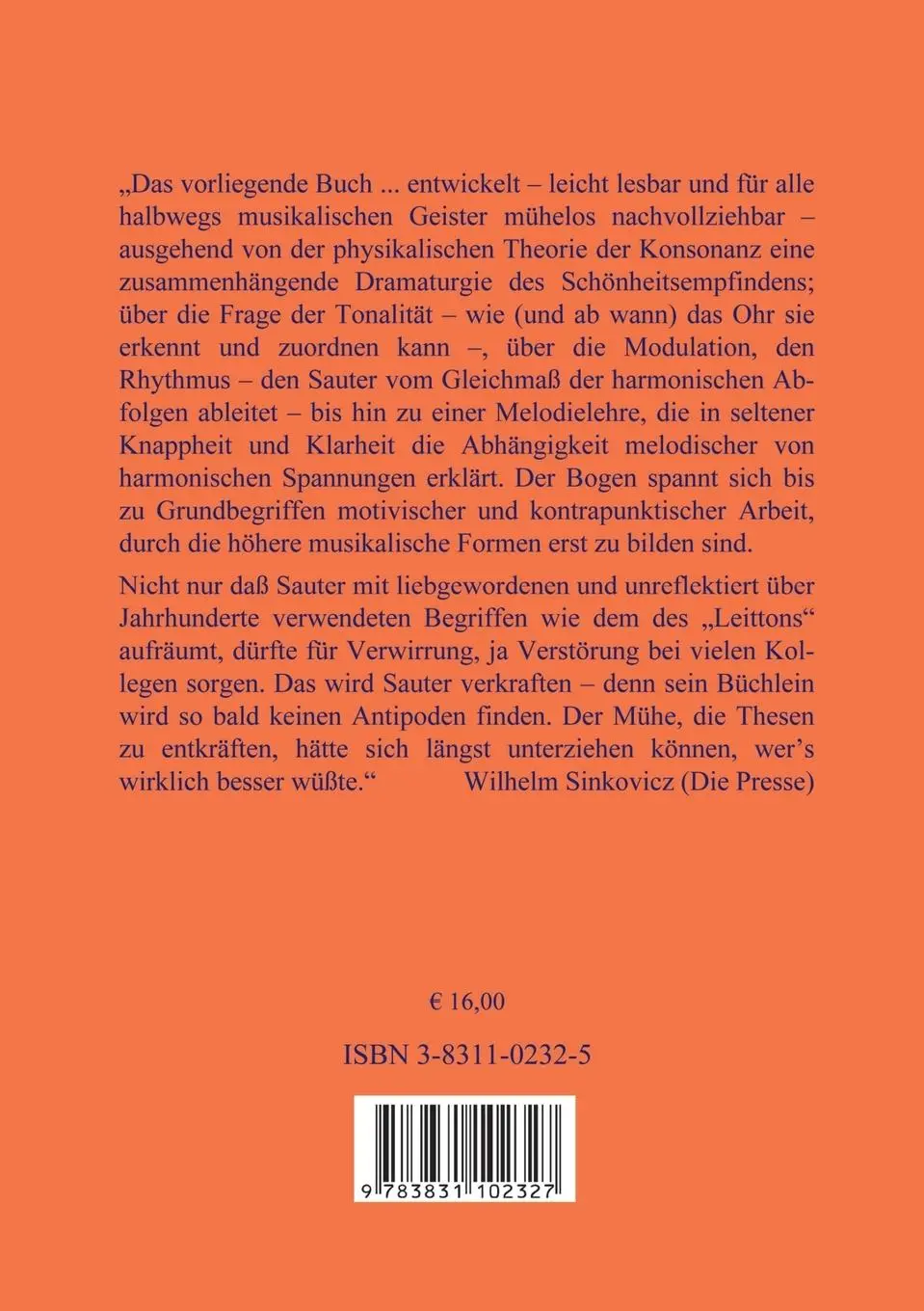Rückseite: 9783831102327 | Die tonale Musik | Anatomie der musikalischen Ästhetik | Franz Sauter