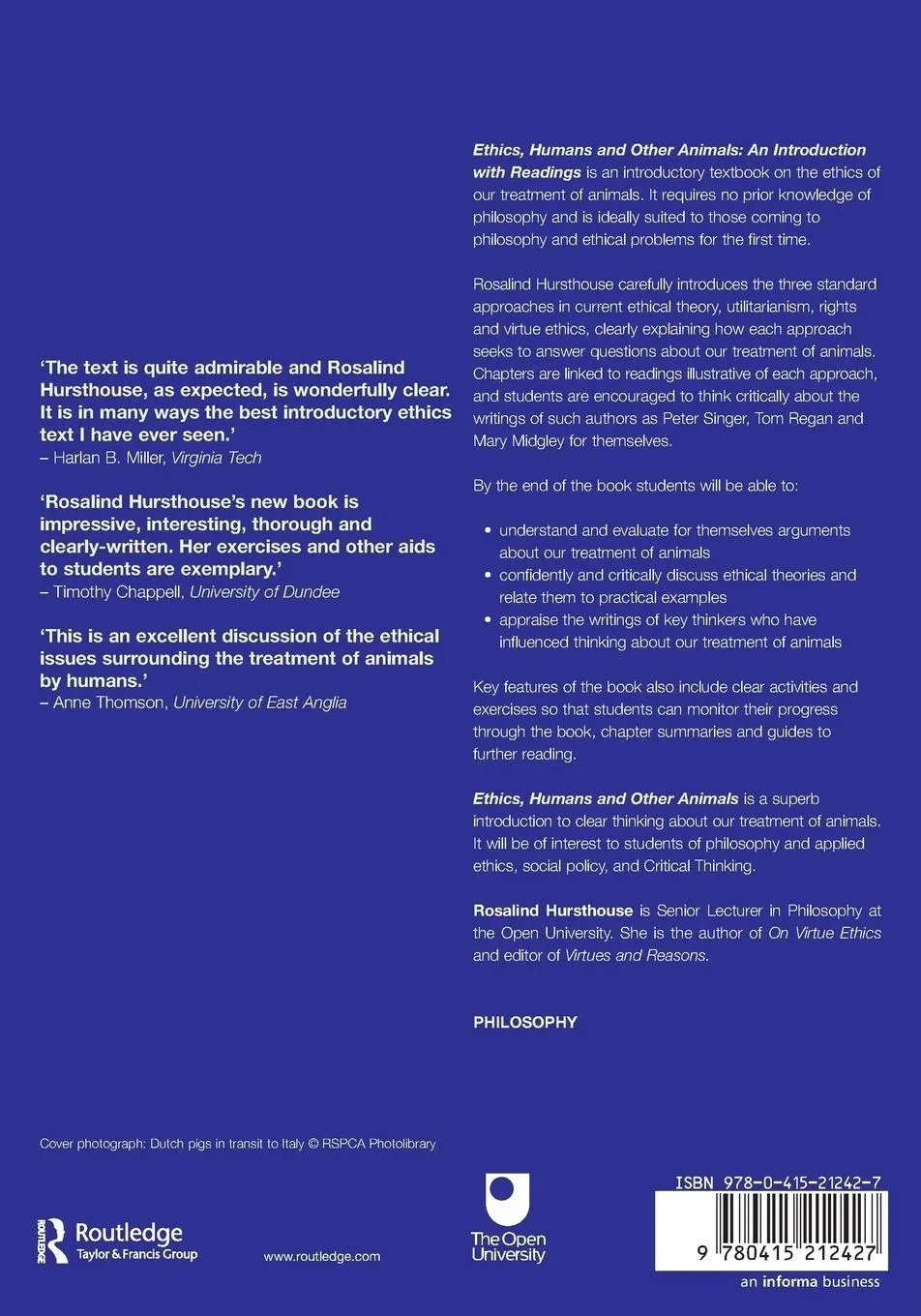 Rückseite: 9780415212427 | Ethics, Humans and Other Animals | An Introduction with Readings