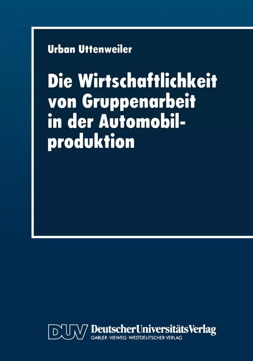 Cover: 9783824402427 | Die Wirtschaftlichkeit von Gruppenarbeit in der Automobilproduktion