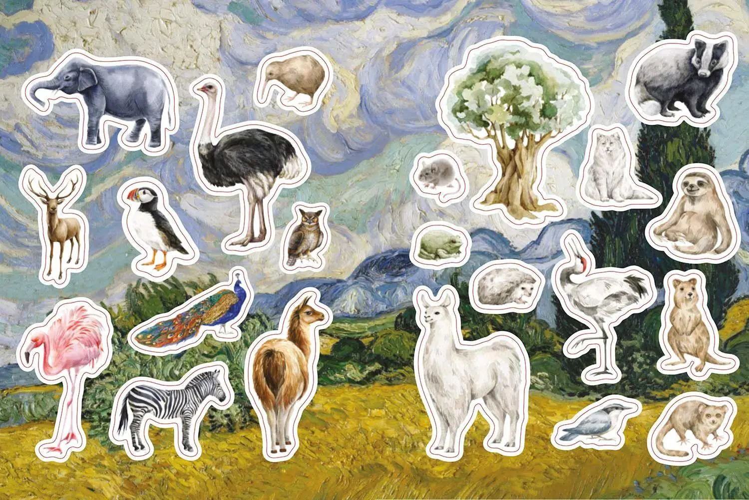 Bild: 9789464992427 | Flora, Fauna, Pflanzen &amp; Bienen - Stickerbuch | 200 Sticker | Kushnier