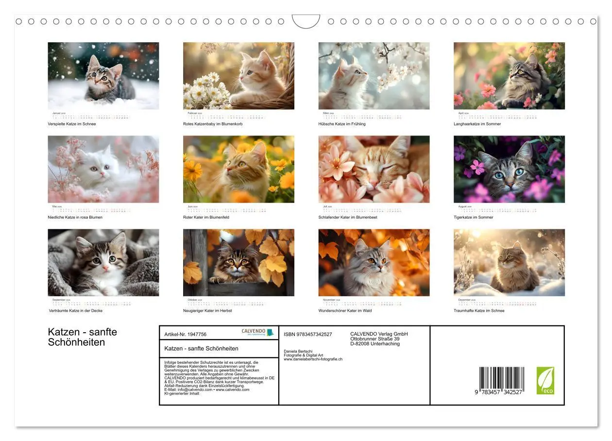 Bild: 9783457342527 | Katzen - sanfte Schönheiten (Wandkalender 2026 DIN A3 quer),...