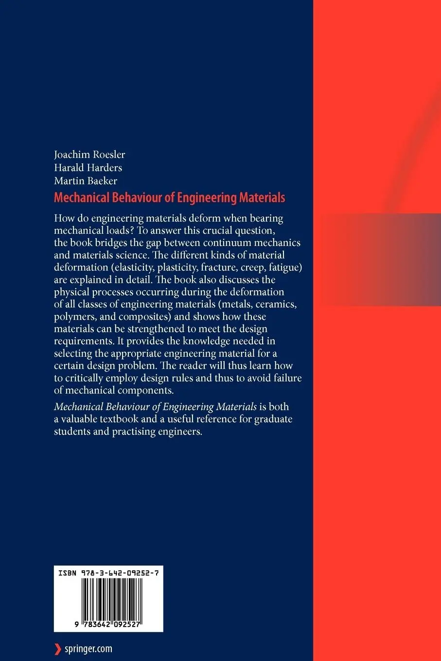 Rückseite: 9783642092527 | Mechanical Behaviour of Engineering Materials | Roesler (u. a.) | Buch
