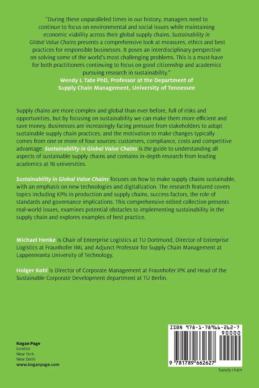 Rückseite: 9781789662627 | Sustainability in Global Value Chains | Michael Henke | Taschenbuch