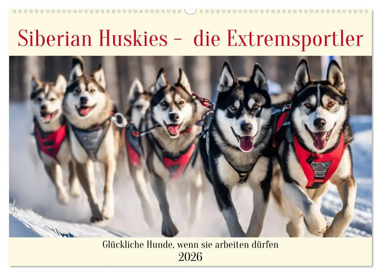 Cover: 9783457402627 | Siberian Huskies - die Extremsportler (Wandkalender 2026 DIN A2...