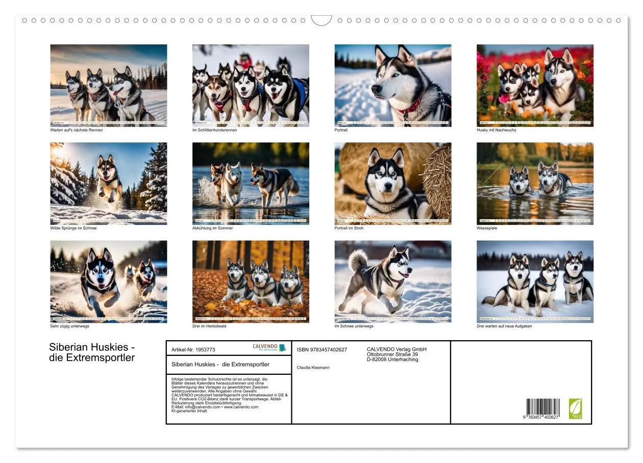 Bild: 9783457402627 | Siberian Huskies - die Extremsportler (Wandkalender 2026 DIN A2...