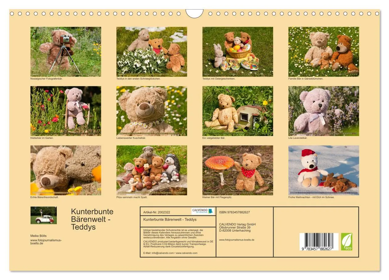 Bild: 9783457882627 | Kunterbunte Bärenwelt - Teddys (Wandkalender 2026 DIN A3 quer),...