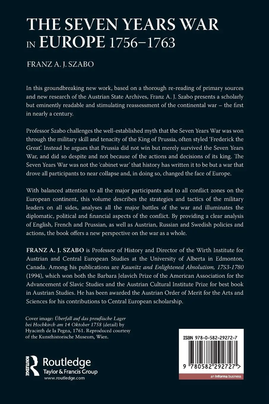 Rückseite: 9780582292727 | The Seven Years War in Europe | 1756-1763 | Franz A. J. Szabo | Buch