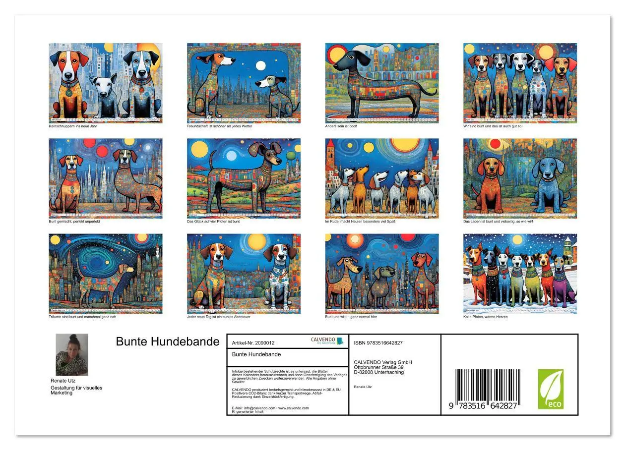Bild: 9783516642827 | Bunte Hundebande (Wandkalender 2026 DIN A4 quer), CALVENDO...