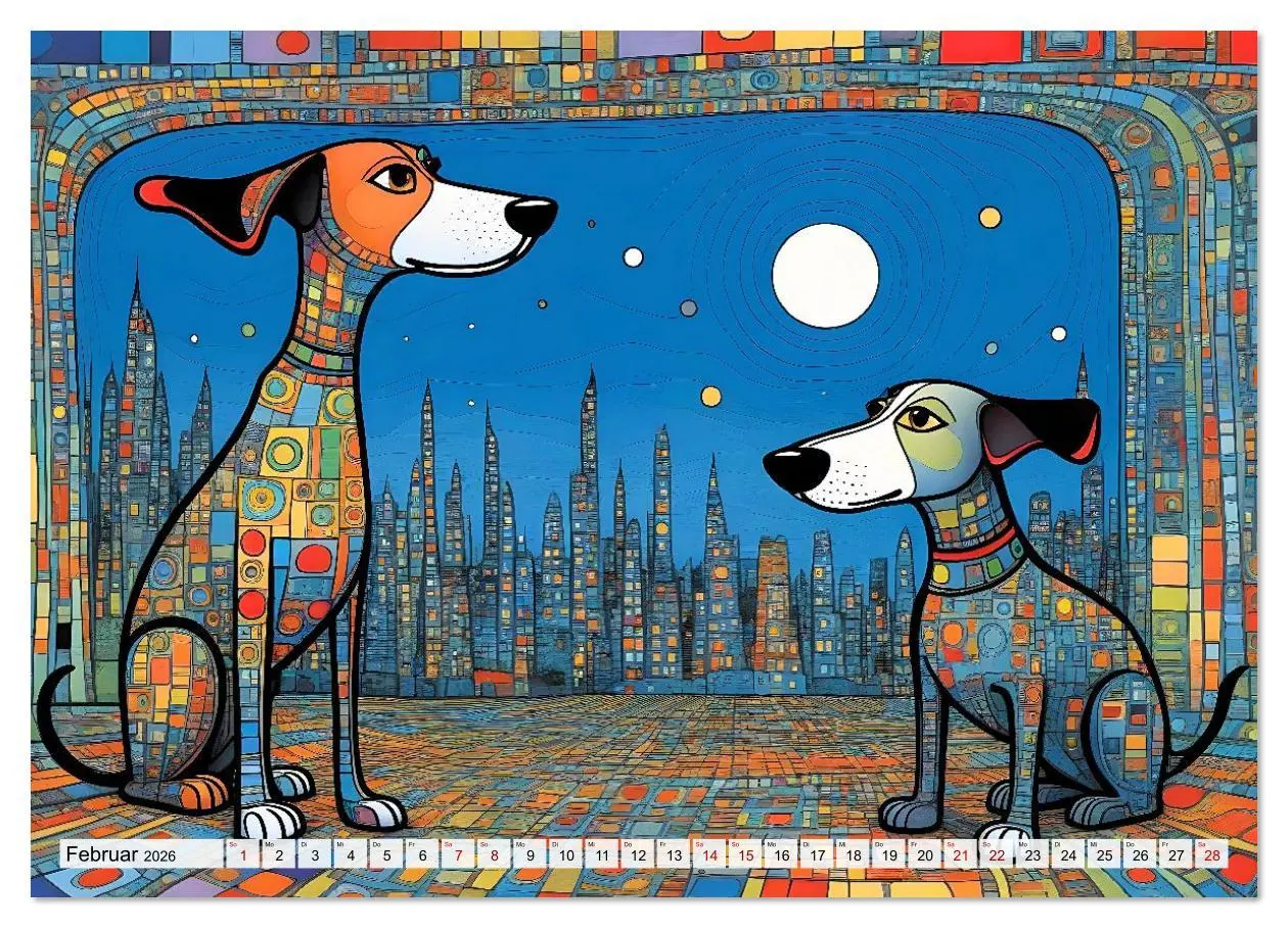 Bild: 9783516642827 | Bunte Hundebande (Wandkalender 2026 DIN A4 quer), CALVENDO...