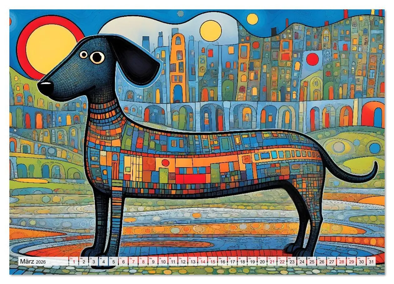 Bild: 9783516642827 | Bunte Hundebande (Wandkalender 2026 DIN A4 quer), CALVENDO...