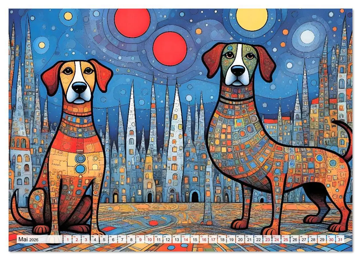 Bild: 9783516642827 | Bunte Hundebande (Wandkalender 2026 DIN A4 quer), CALVENDO...