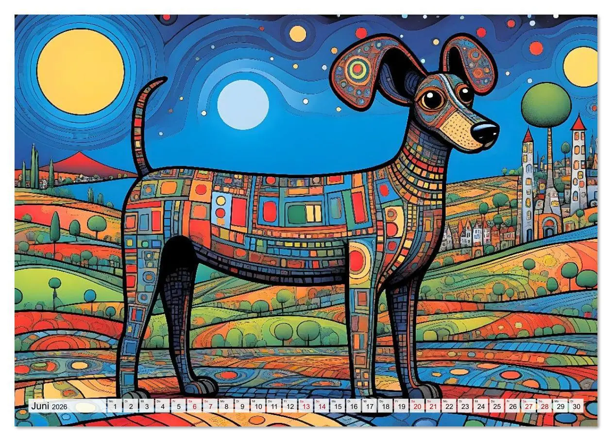 Bild: 9783516642827 | Bunte Hundebande (Wandkalender 2026 DIN A4 quer), CALVENDO...