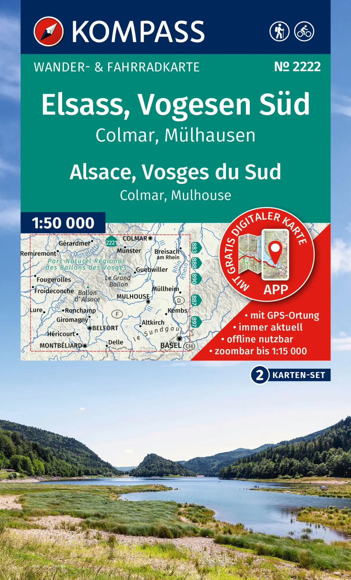 Cover: 9783991542827 | KOMPASS Wanderkarten-Set 2222 Elsass, Vogesen Süd / Alsace, Vosges...