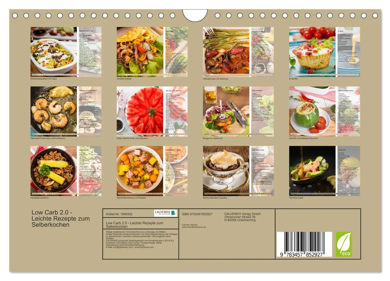 Bild: 9783457852927 | Low Carb 2.0 - Leichte Rezepte zum Selberkochen (Wandkalender 2026...