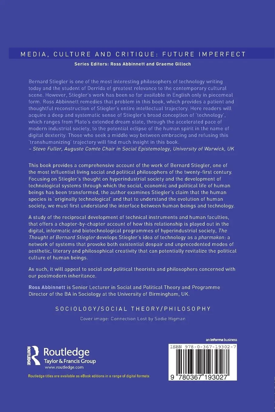 Rückseite: 9780367193027 | The Thought of Bernard Stiegler | Ross Abbinnett | Taschenbuch | 2019