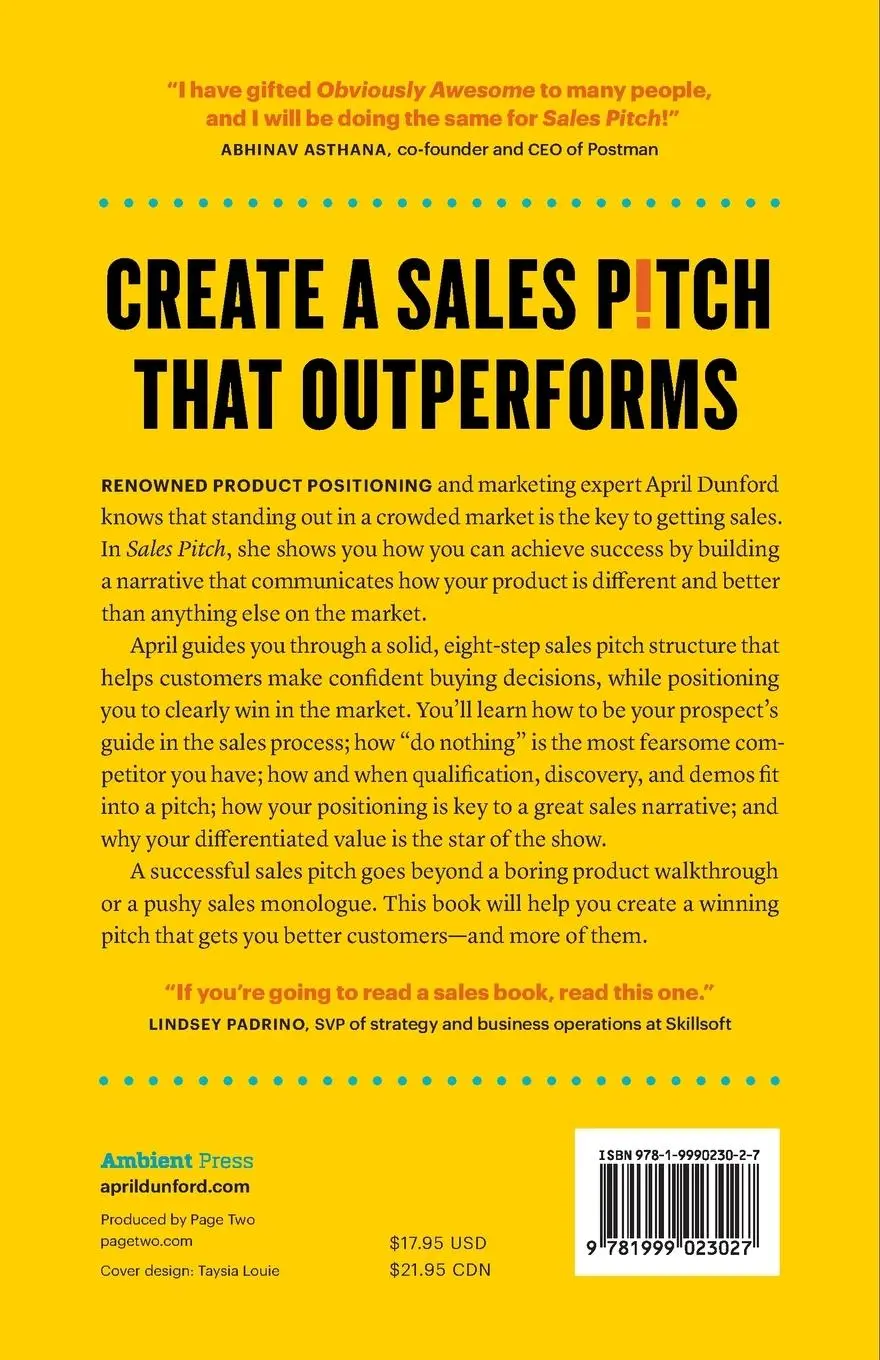 Rückseite: 9781999023027 | Sales Pitch | How to Craft a Story to Stand Out and Win | Dunford