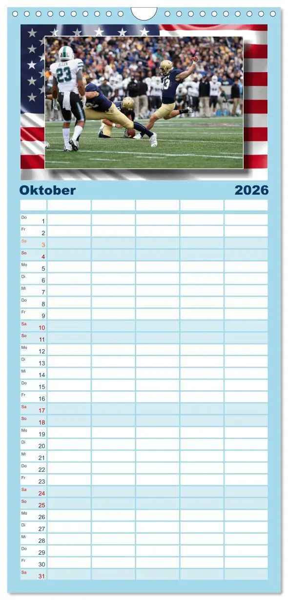 Bild: 9783516523027 | Familienplaner 2026 - American Football - Kickoff mit 5 Spalten...