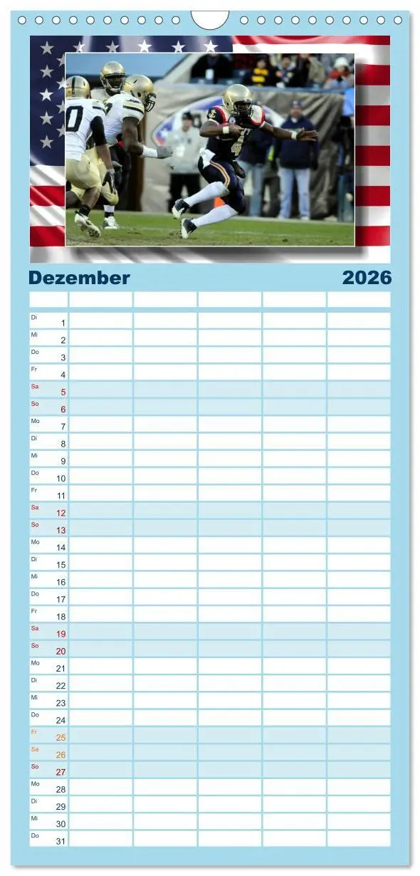 Bild: 9783516523027 | Familienplaner 2026 - American Football - Kickoff mit 5 Spalten...