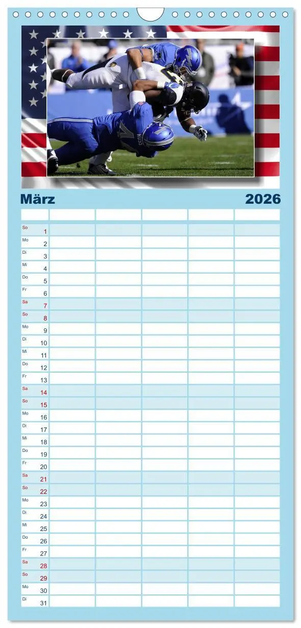Bild: 9783516523027 | Familienplaner 2026 - American Football - Kickoff mit 5 Spalten...
