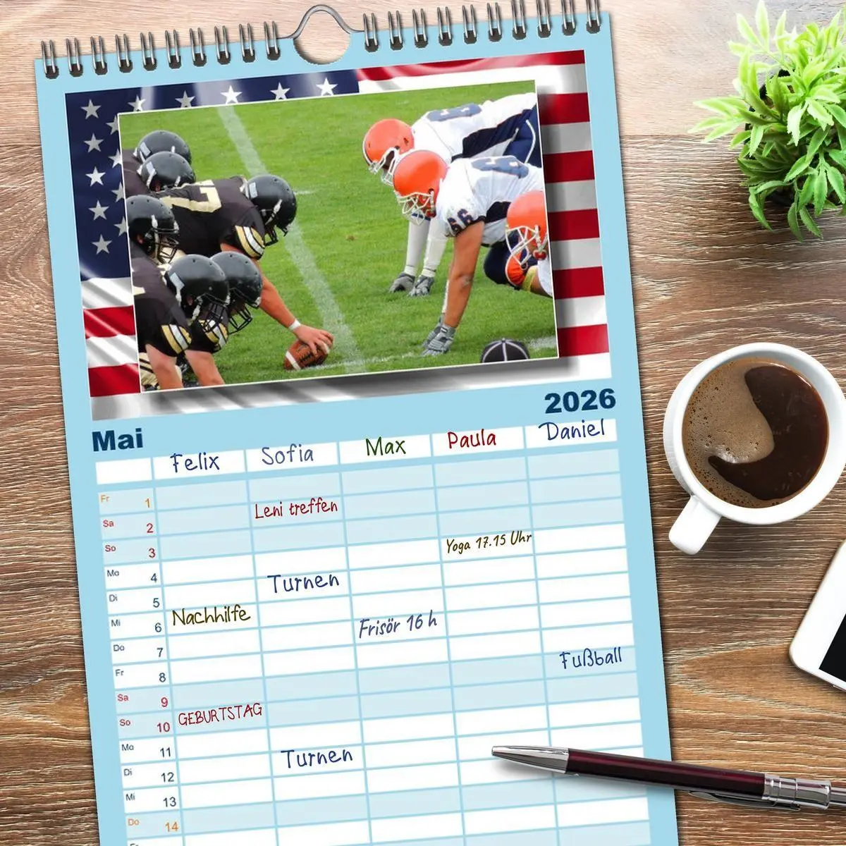 Bild: 9783516523027 | Familienplaner 2026 - American Football - Kickoff mit 5 Spalten...