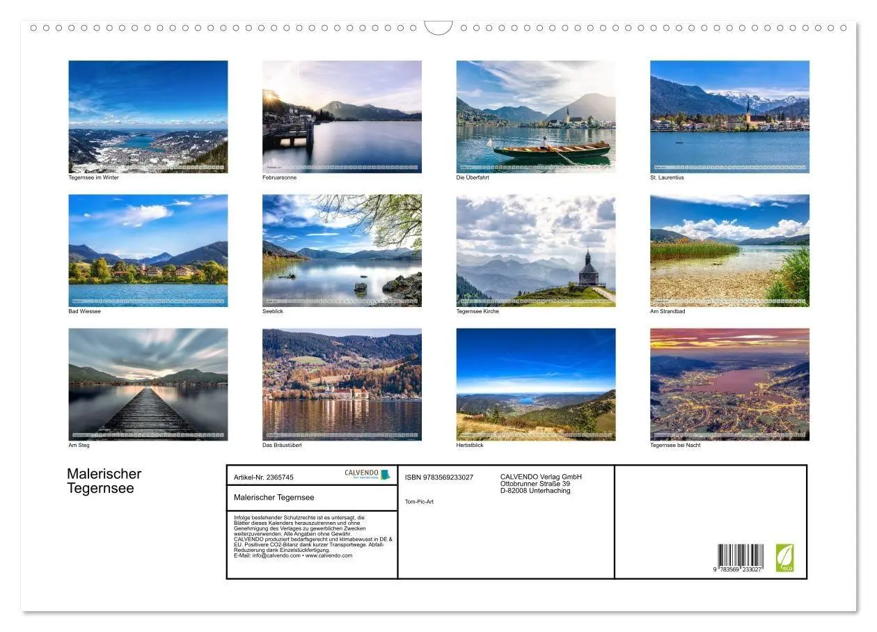 Bild: 9783569233027 | Malerischer Tegernsee (Wandkalender 2027 DIN A2 quer), CALVENDO...