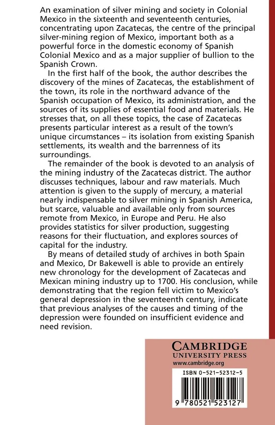 Rückseite: 9780521523127 | Silver Mining and Society in Colonial Mexico, Zacatecas 1546 1700