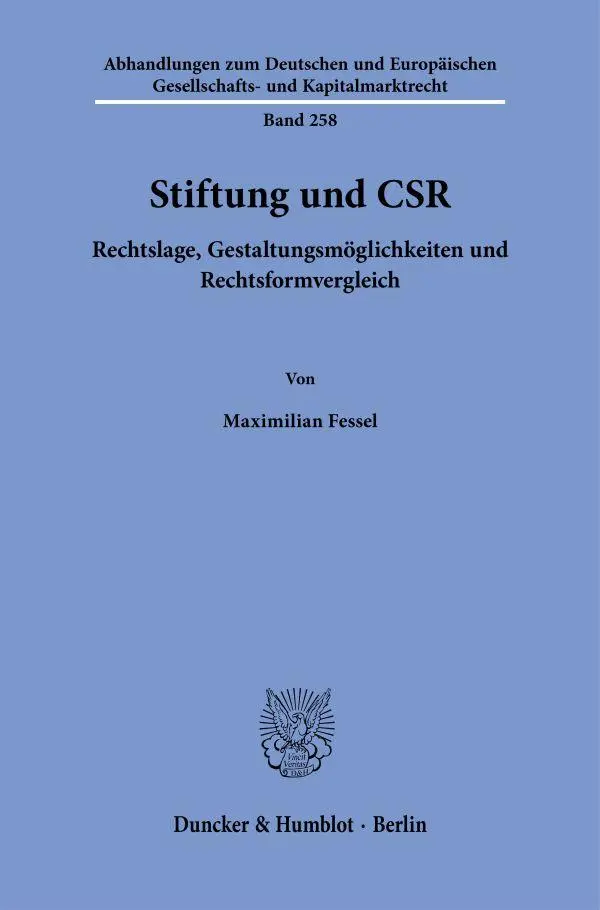 Cover: 9783428193127 | Stiftung und CSR | Maximilian Fessel | Taschenbuch | 414 S. | Deutsch