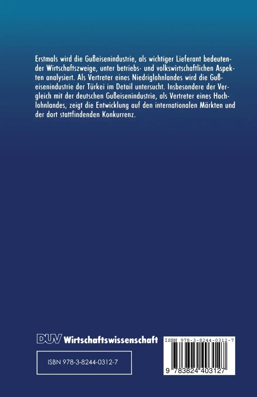 Rückseite: 9783824403127 | Die Gußeisenindustrie in der Türkei | Kemal Orak | Taschenbuch | xix