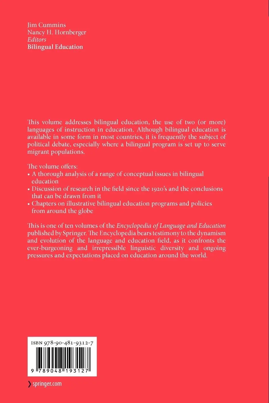 Rückseite: 9789048193127 | Bilingual Education | Encyclopedia of Language and Education Volume 5