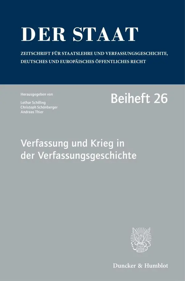 Cover: 9783428183227 | Verfassung und Krieg in der Verfassungsgeschichte. | Schilling (u. a.)